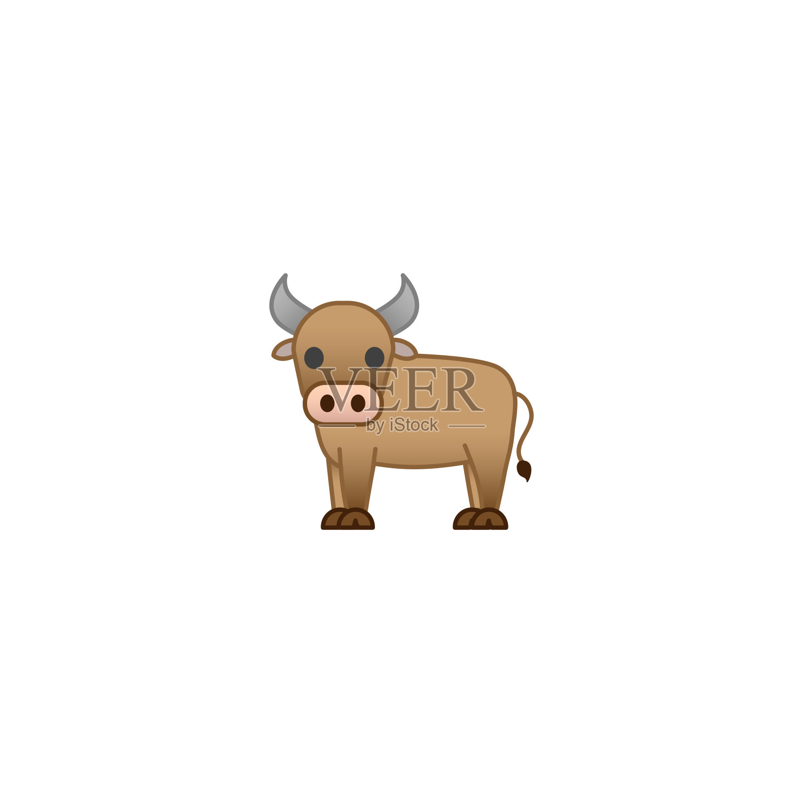 卡通有趣的公牛农场动物角色插画图片素材_ID:413294846-Veer图库
