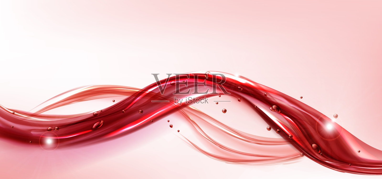 红色流动液体喷溅逼真的果汁或葡萄酒插画图片素材