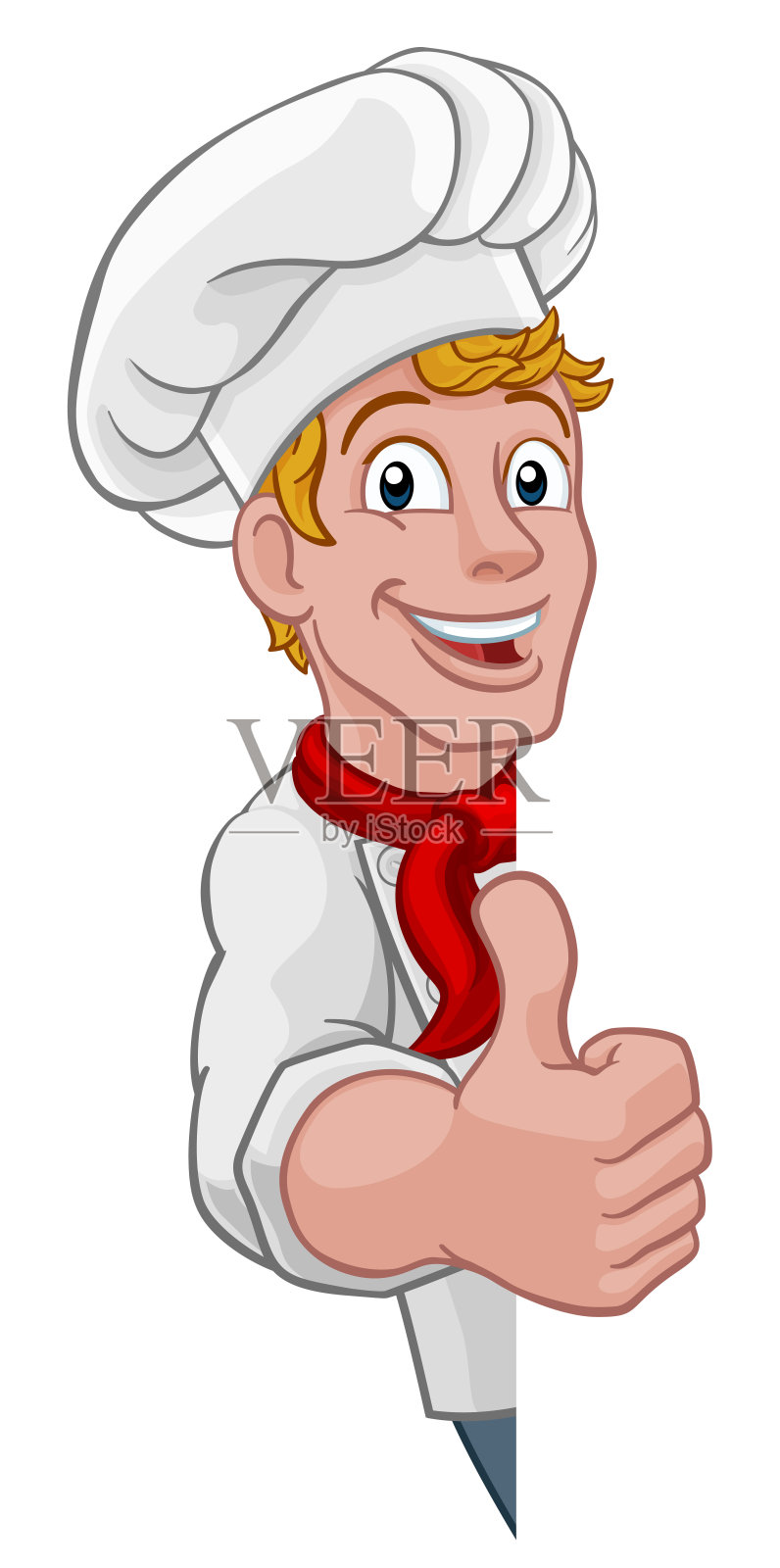厨师库克·贝克在卡通上竖起大拇指插画图片素材