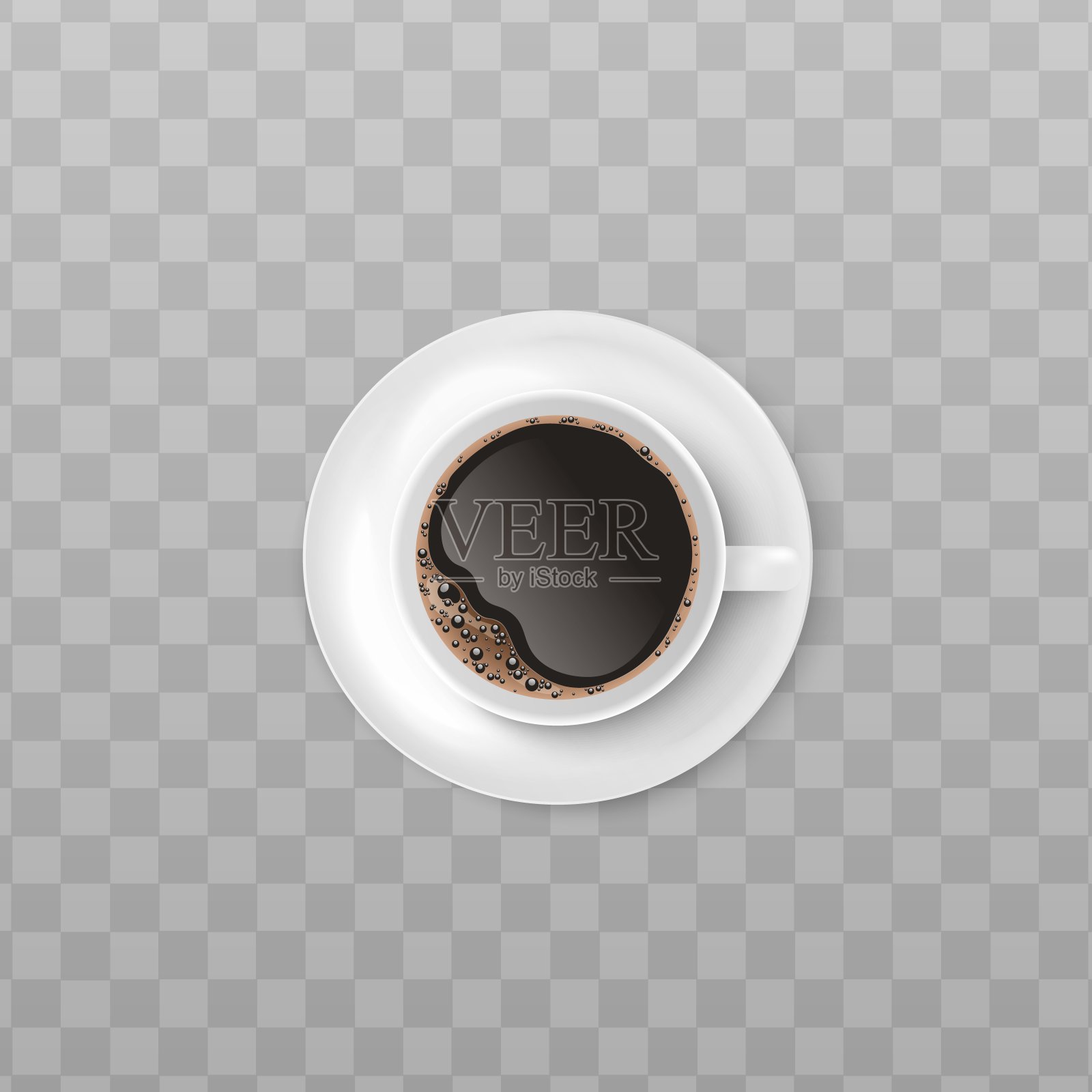 白色杯黑咖啡与现实的泡沫从俯视图设计元素图片