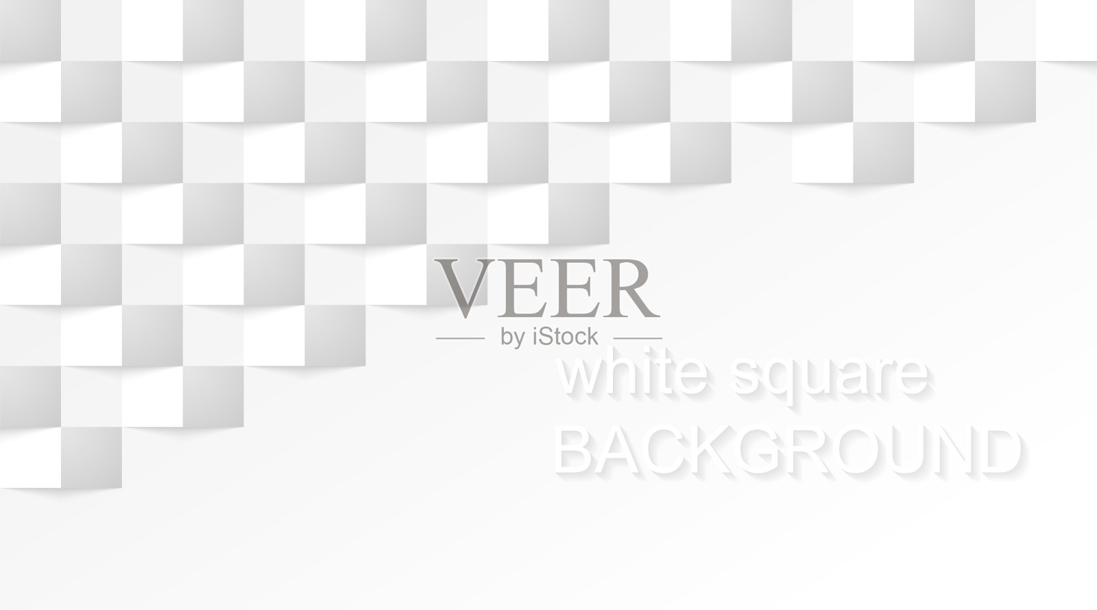 白色正方形的现代背景抽象的3d立方体与阴影。几何灰色墙面纹理。插画图片素材