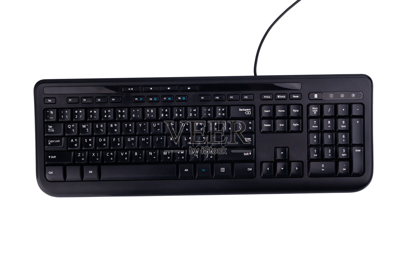 黑色键盘电脑孤立在白色背景照片摄影图片