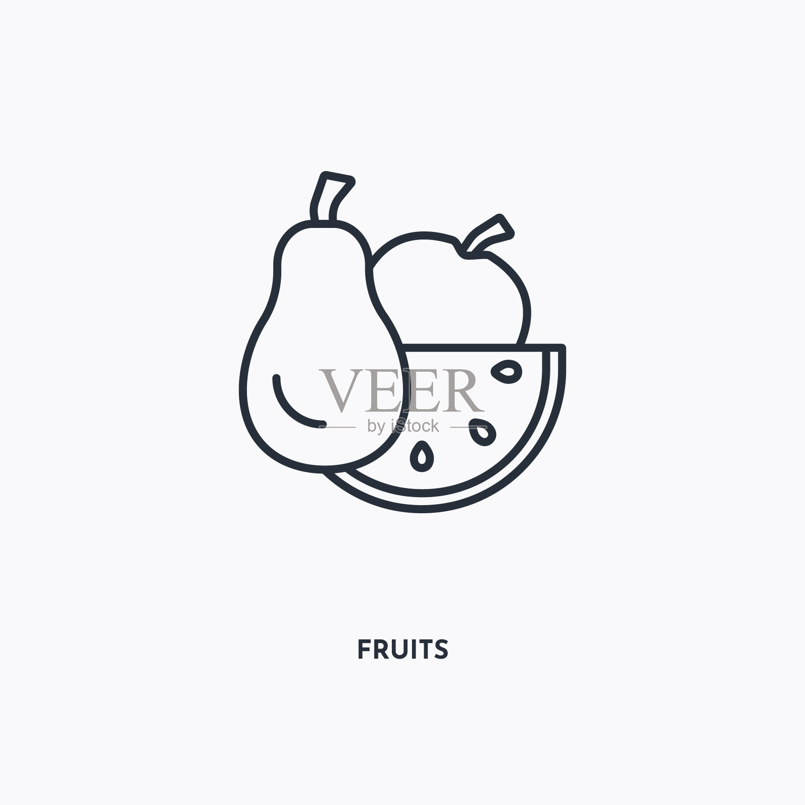 可爱的水果和浆果轮廓图标设置2插画图片素材_ID:318052085-Veer图库