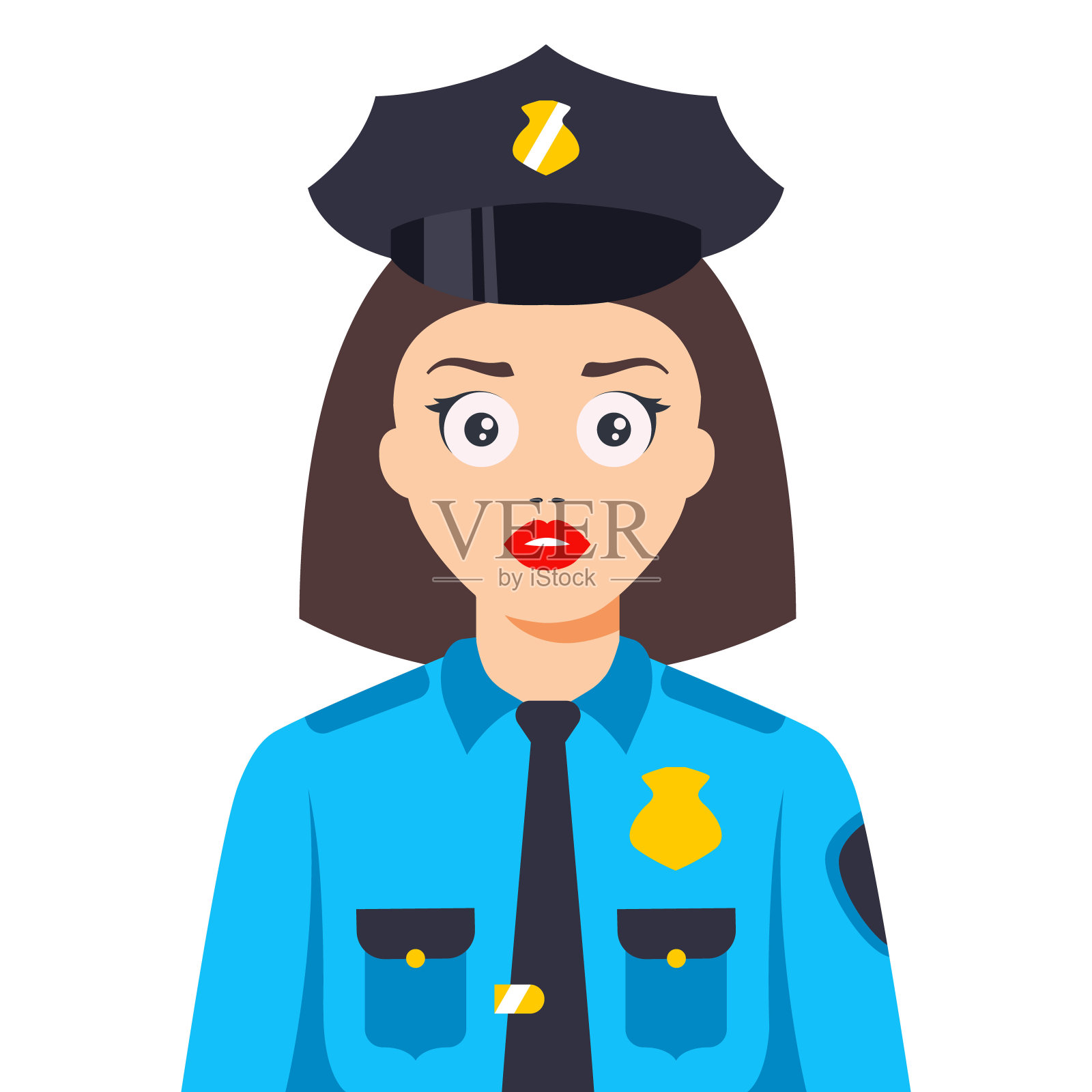 穿着蓝色制服的好女孩在警局工作设计元素图片