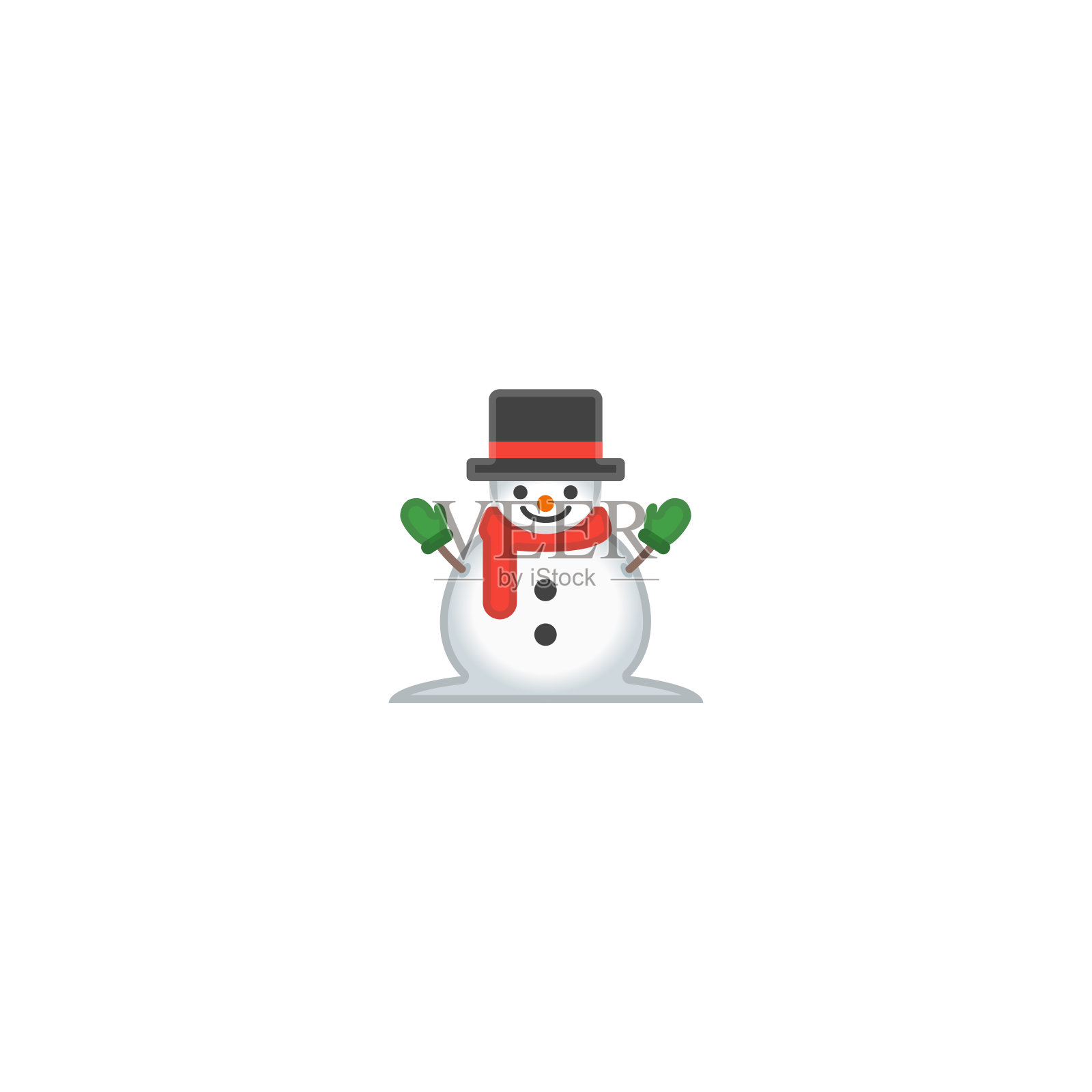 有趣的雪人在帽子隔离现实向量图标。快乐雪人插图表情符号，表情符号，图标图标素材