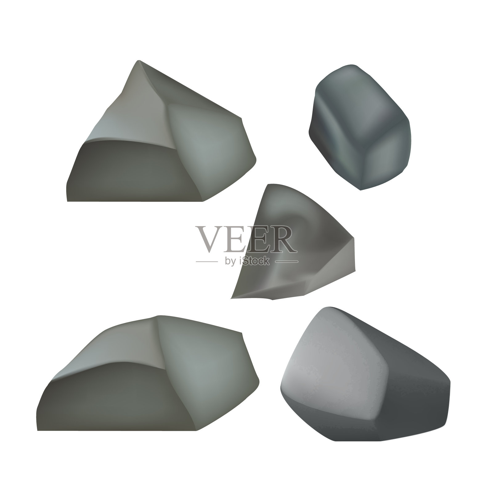 石头砾石鹅卵石不同的形式集向量插画图片素材