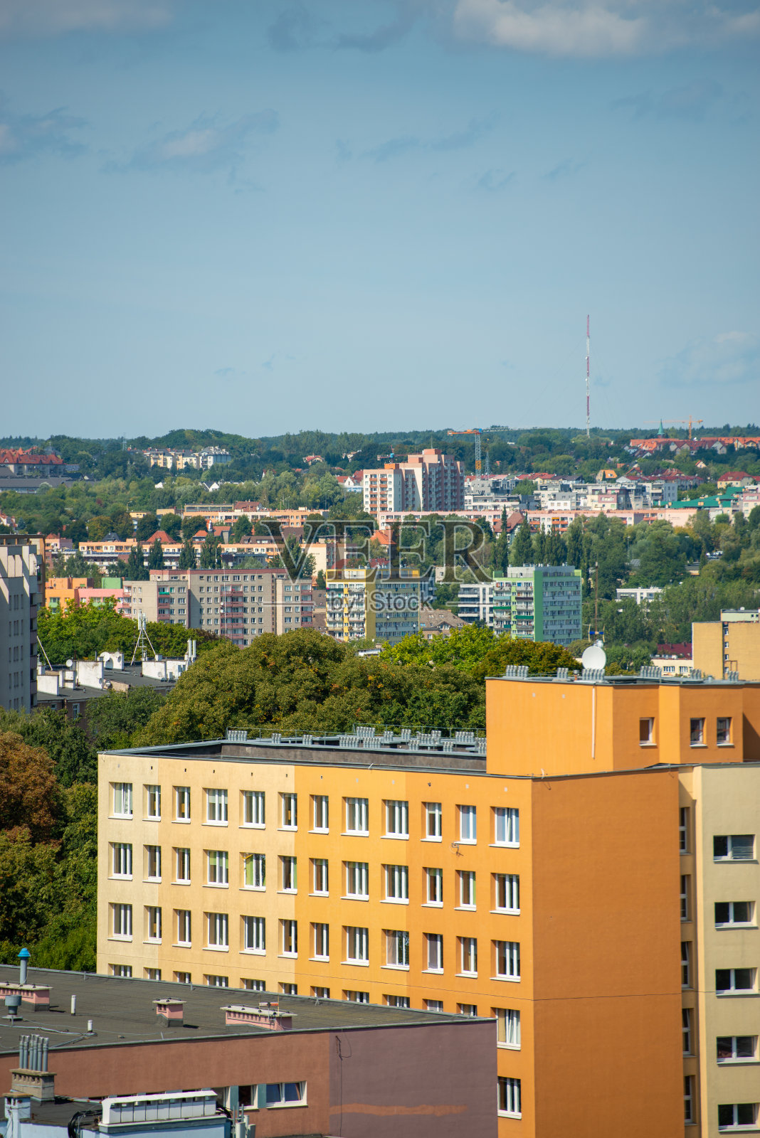 Szczecin城市景观在一个阳光明媚的日子，波兰，欧洲。照片摄影图片