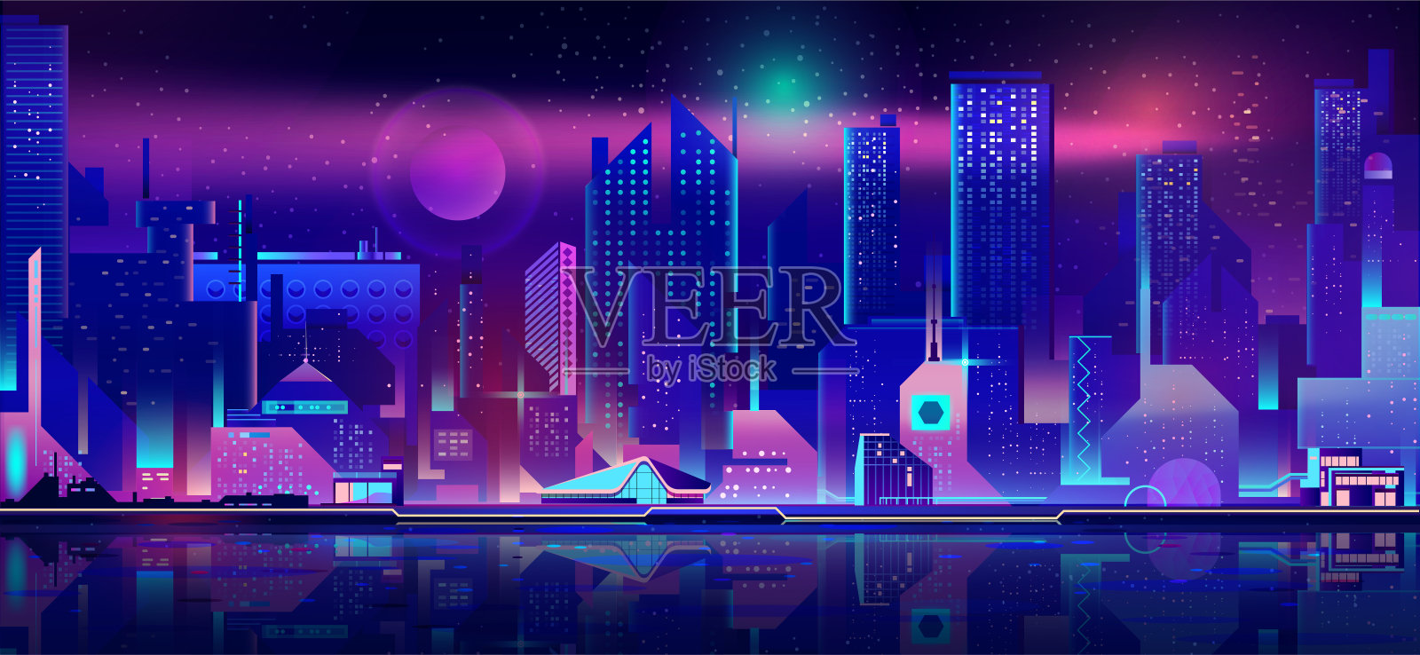 城市夜生活卡通载体城市背景插画图片素材