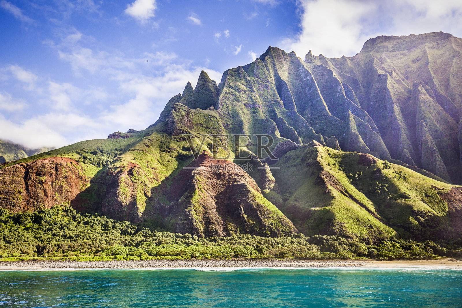 夏威夷考艾岛纳帕里海岸的风景优美照片摄影图片