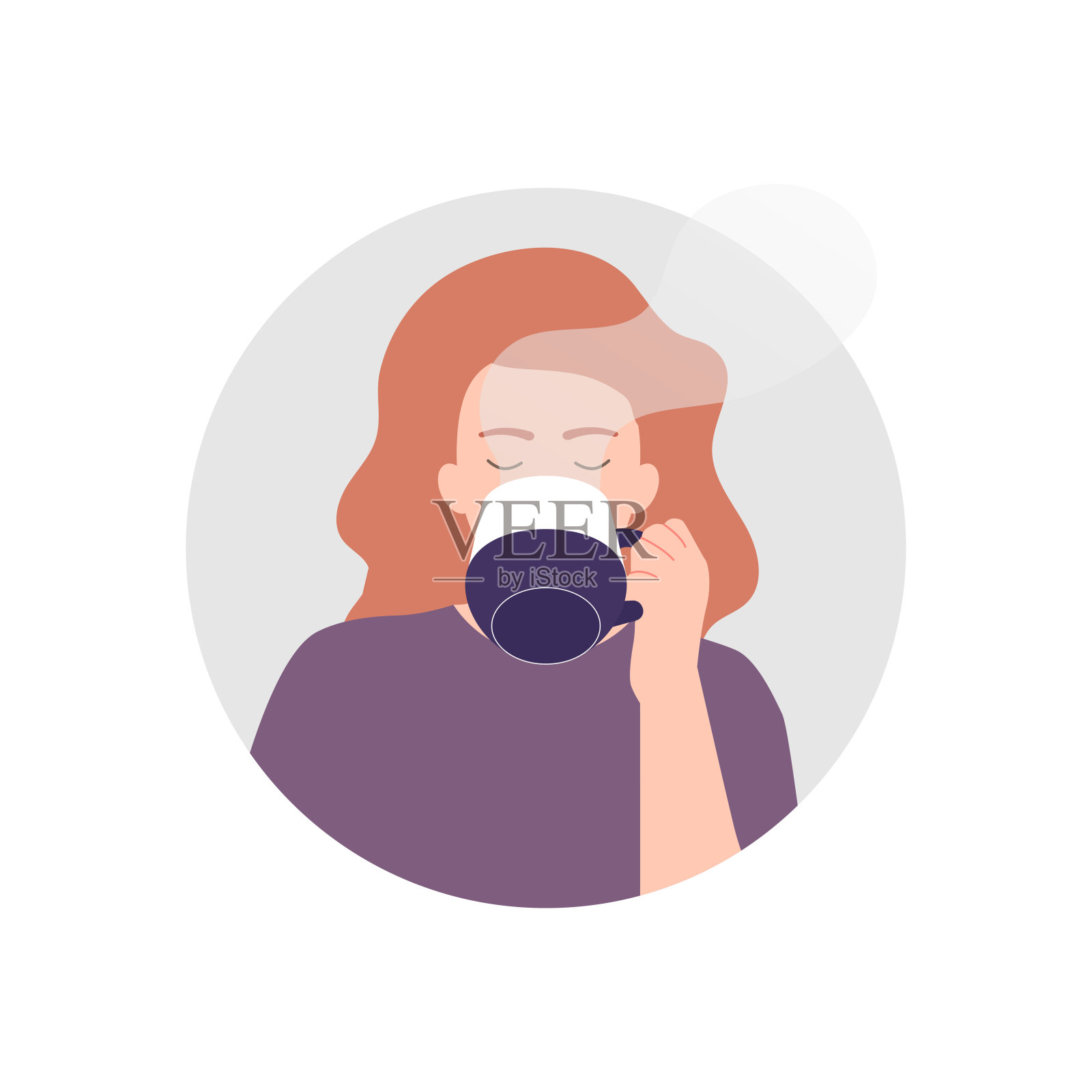 矢量插图的女人喝茶插画图片素材