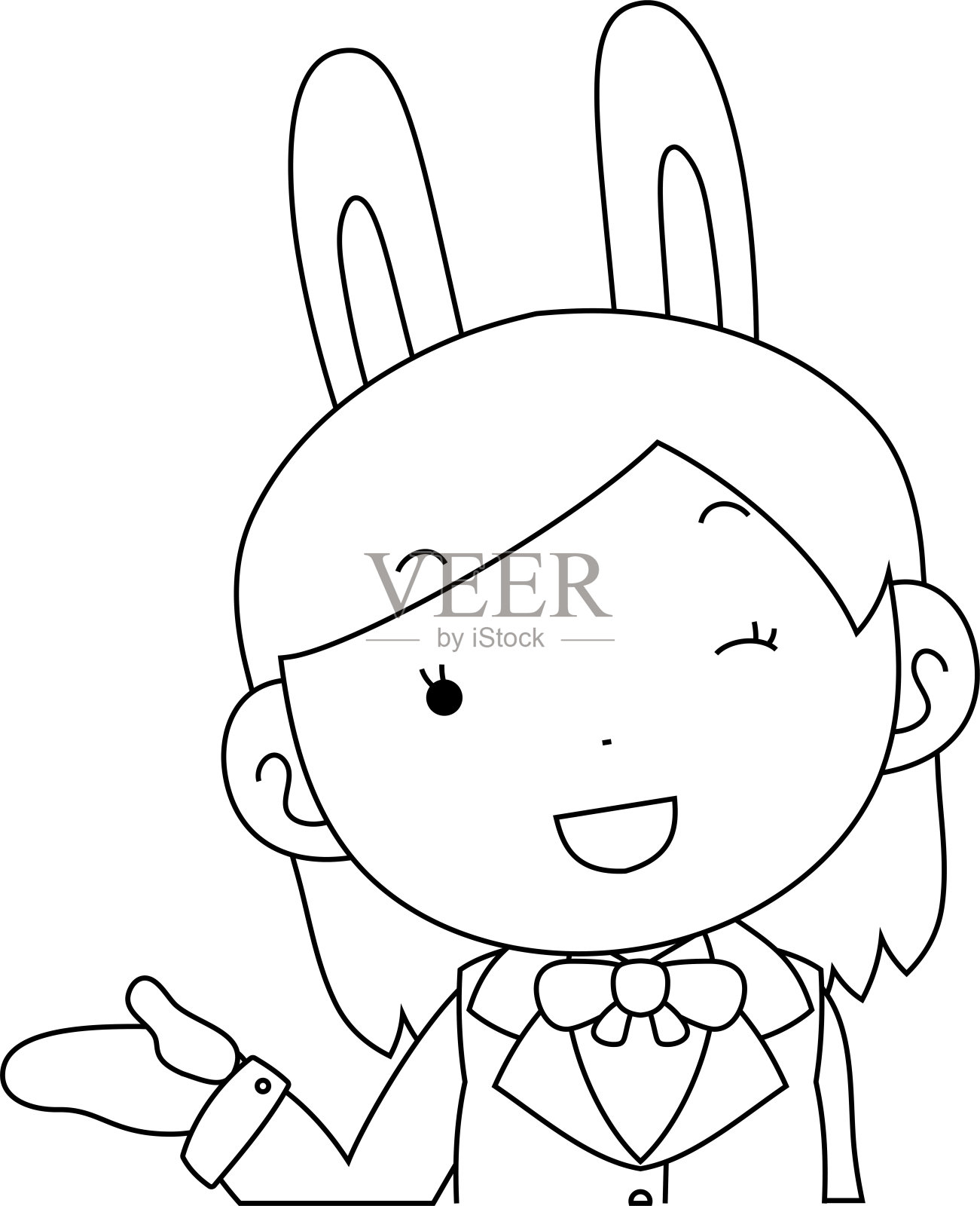 扮演角色的女孩穿着水手服，上半身长着兔耳朵设计元素图片