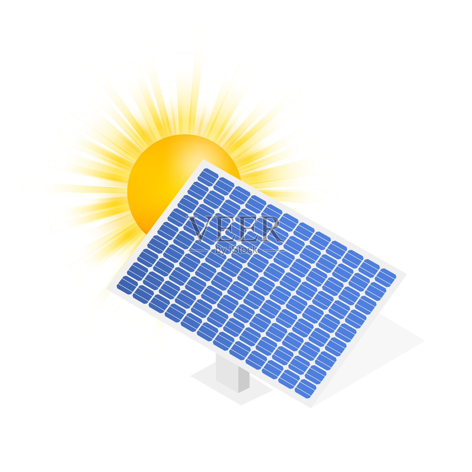 高度详细的太阳能电池板。现代替代生态绿色能源。矢量插图。插画图片素材