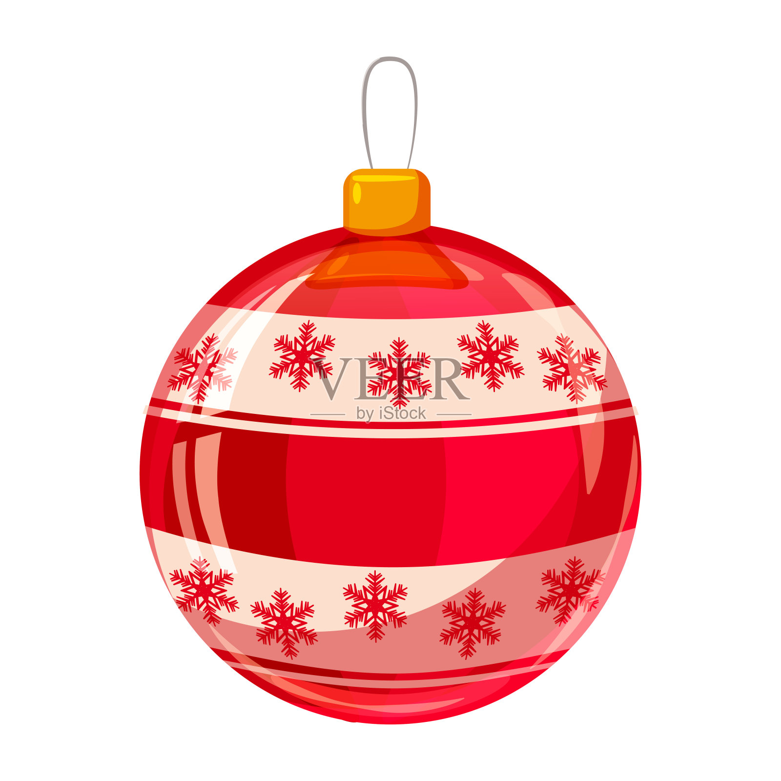 彩色装饰圣诞红球孤立在白色的背景。矢量插图。卡通风格设计元素图片