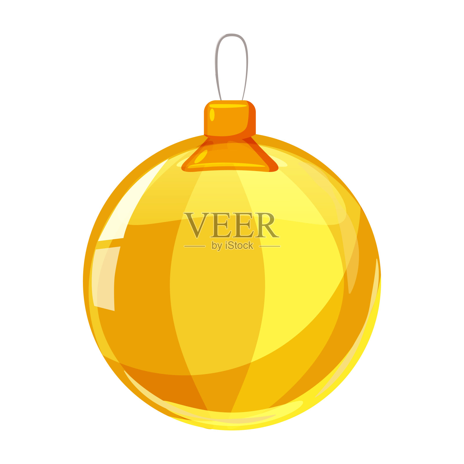 彩色圣诞黄球孤立在白色的背景。矢量插图。卡通风格设计元素图片