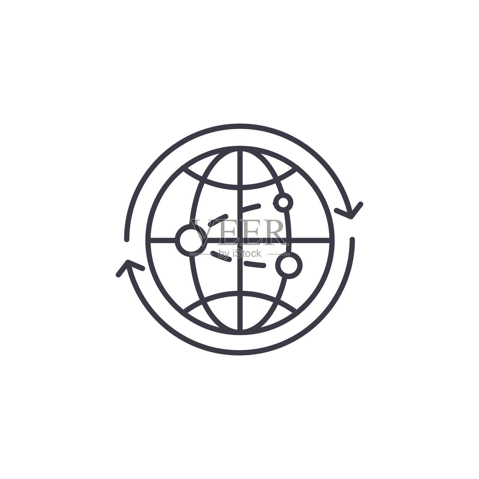 全球商业线性图标概念。全球商业线矢量标志、符号、插图。图标素材