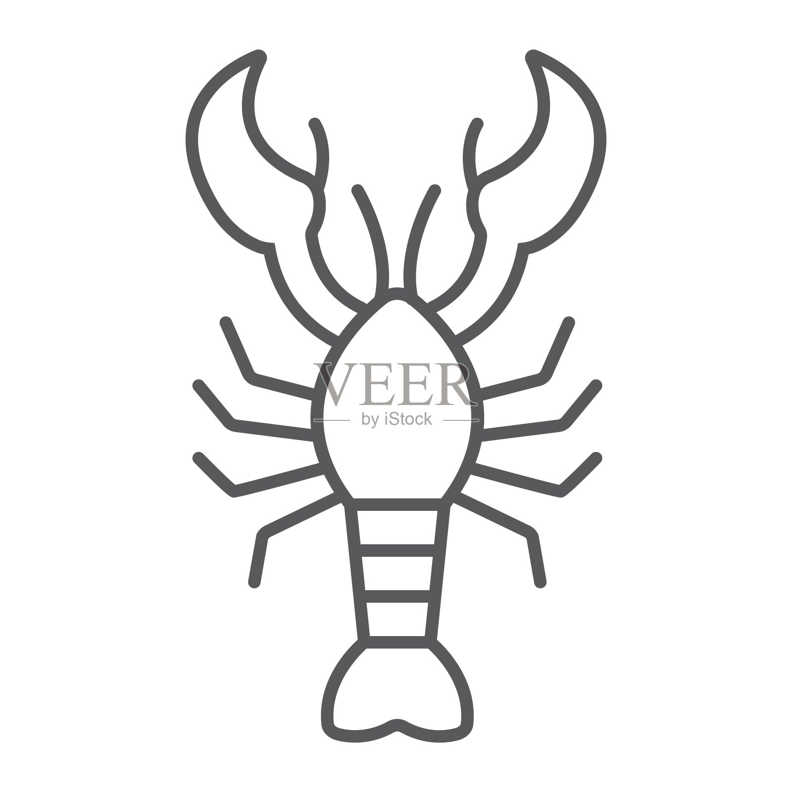 龙虾细线图标，食物和海洋，巨蟹座标志，矢量图形，白色背景上的线性图案。图标素材