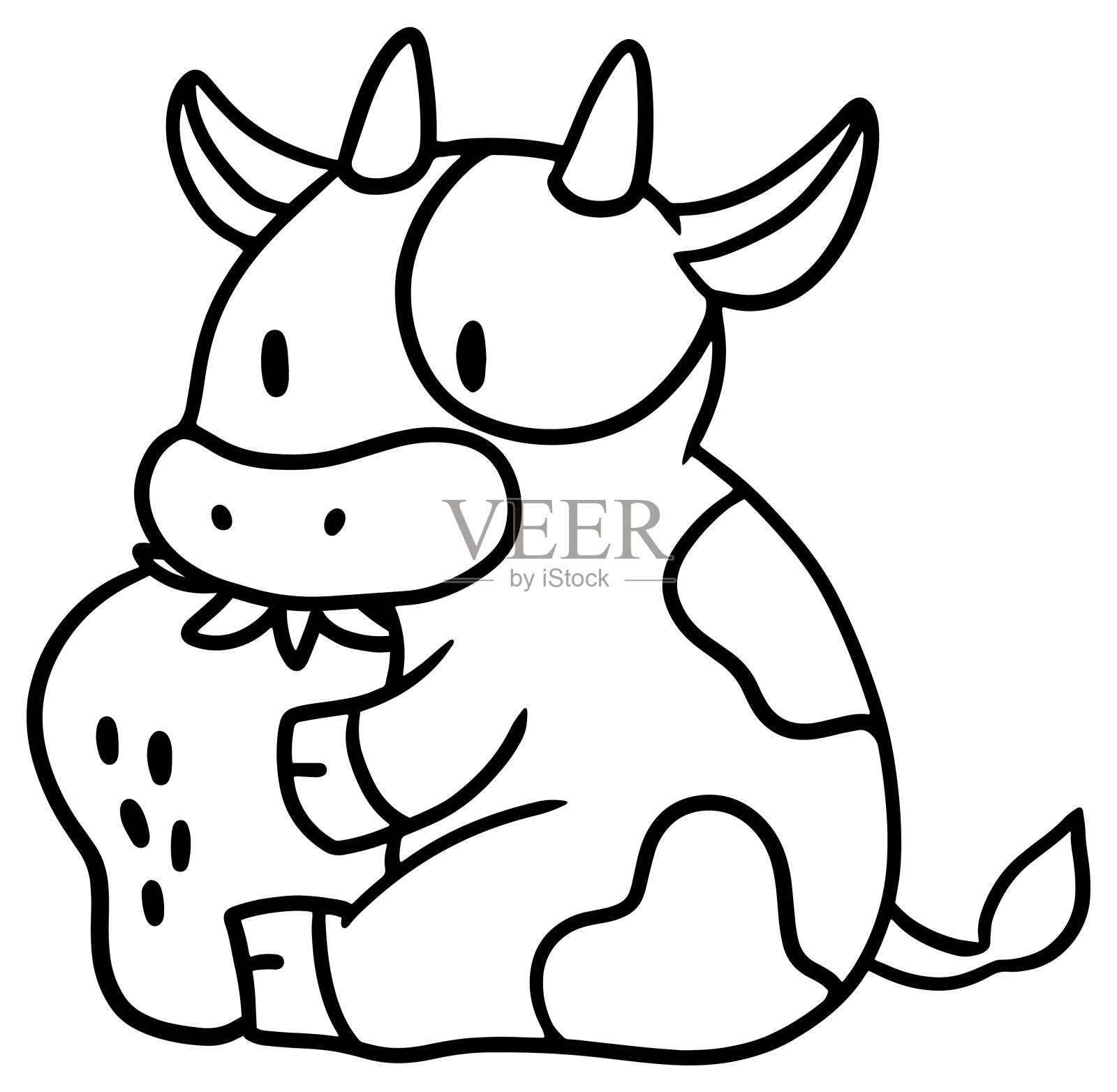 矢量插图的奶牛抱着一个草莓插画图片素材