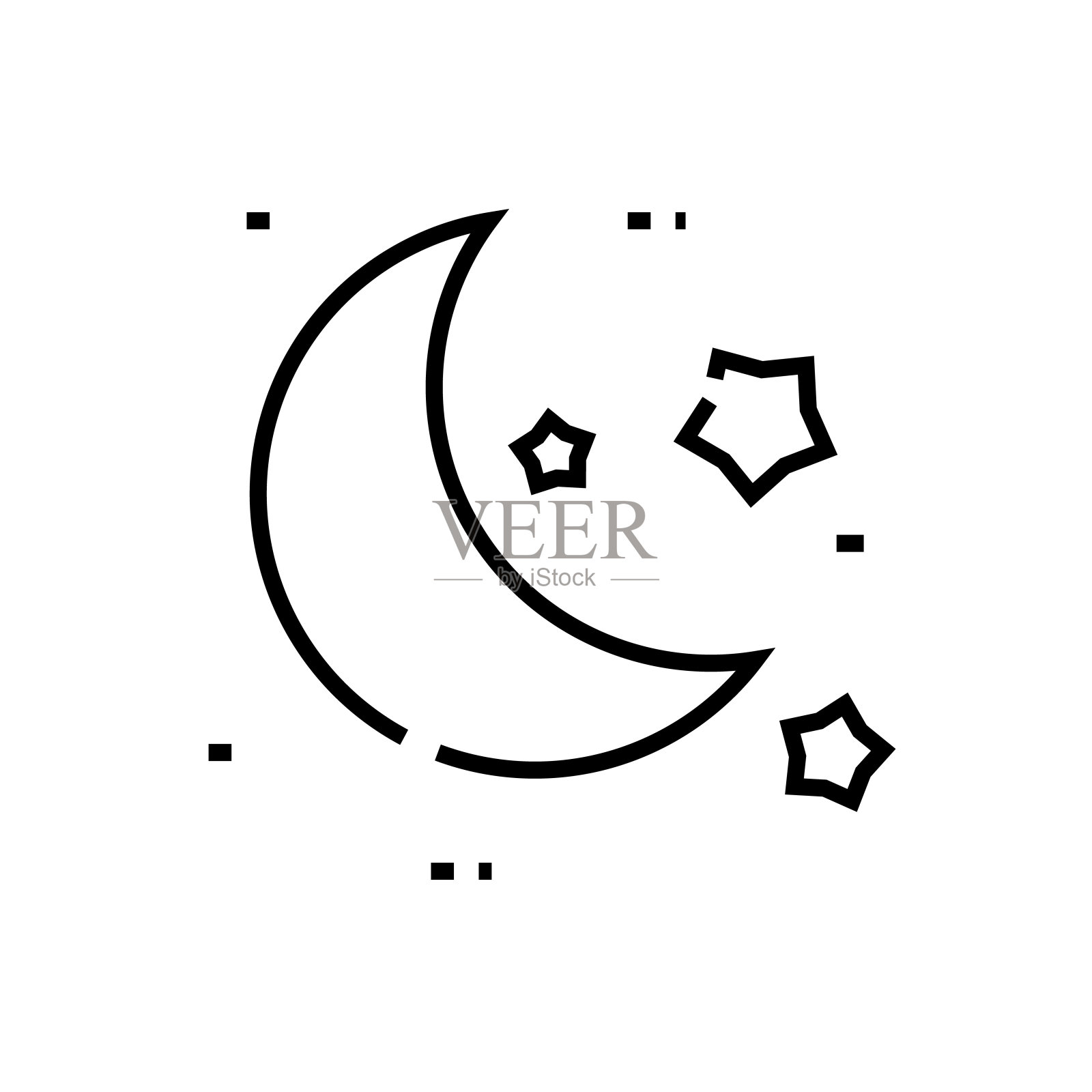 月光线图标，概念符号，轮廓矢量插图，线性符号设计元素图片