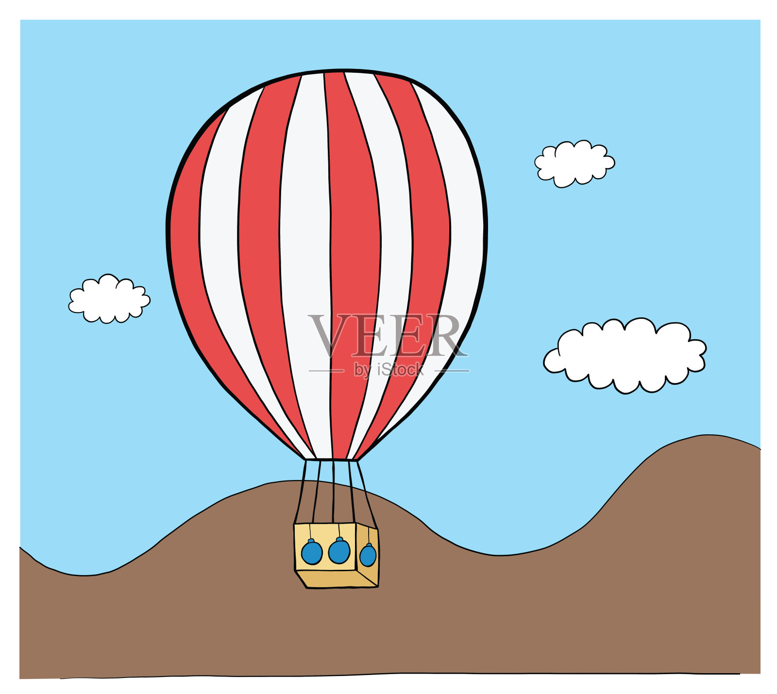 矢量手绘插图的热气球。插画图片素材