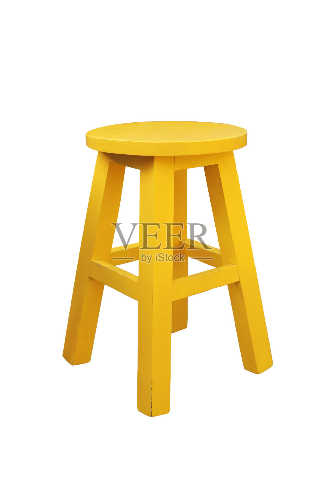 黄色木凳孤立在白色背景上。照片摄影图片