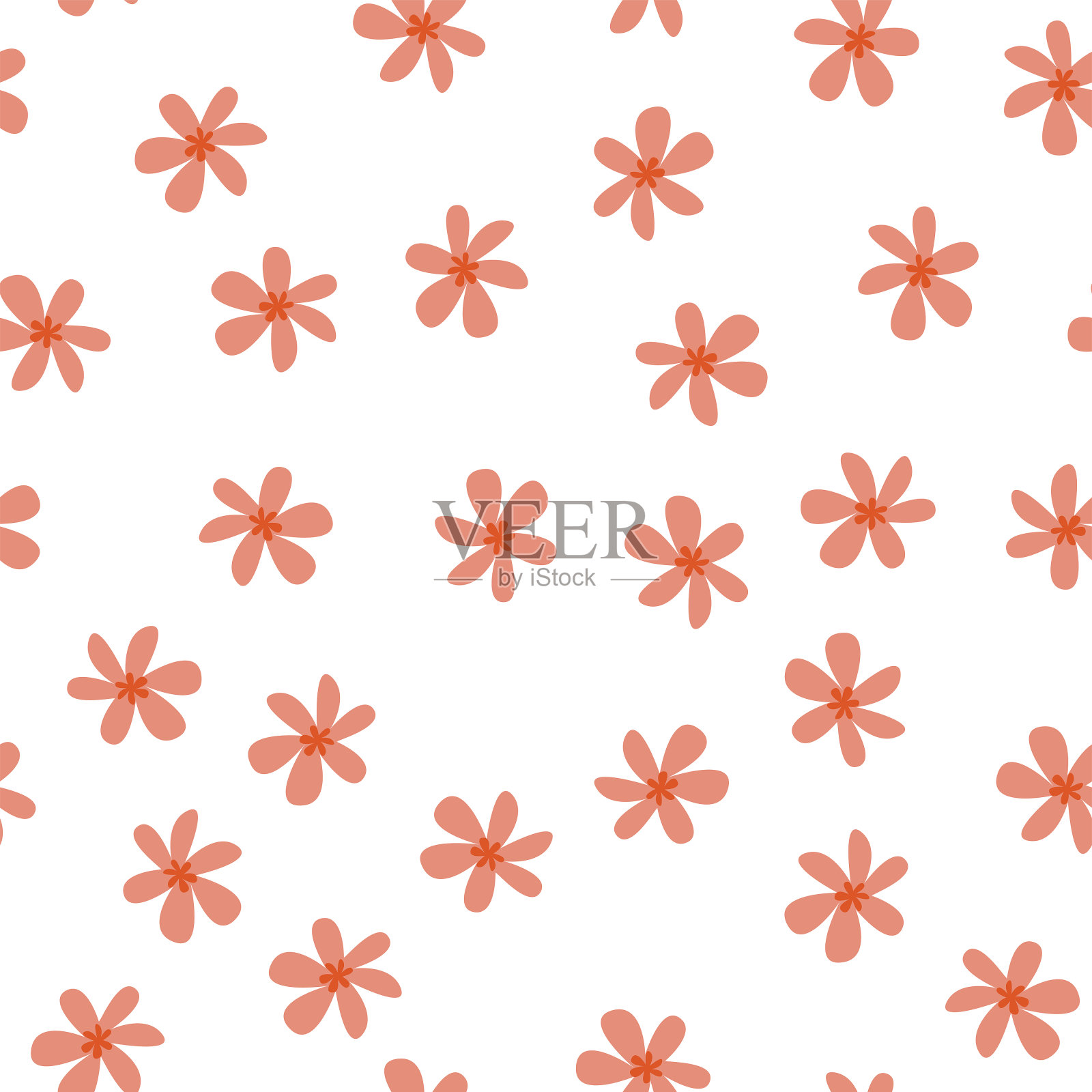 无缝图案上的白色背景。小粉红的花。插画图片素材