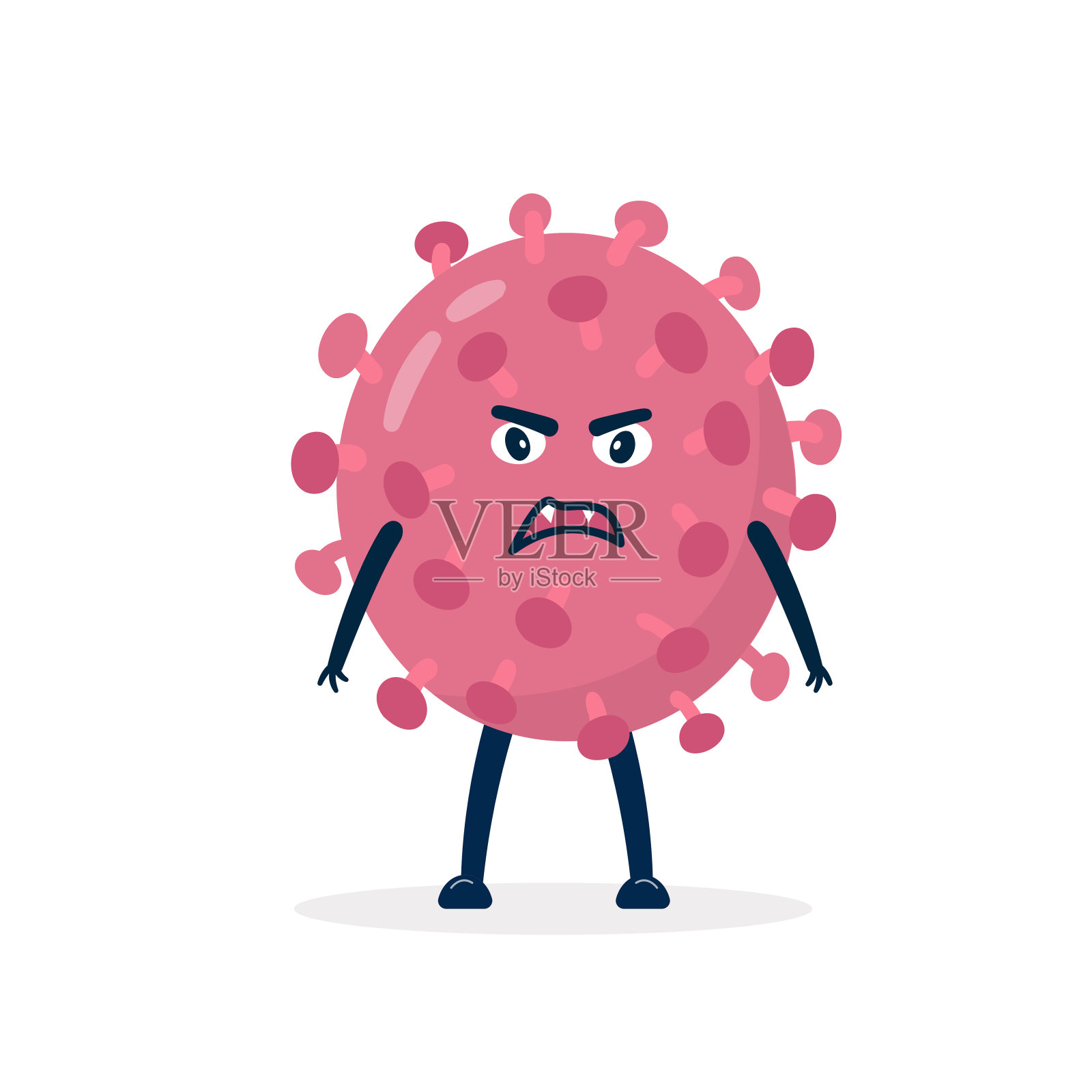 冠状病毒- COVID-19细菌载体图标。愤怒的卡通病毒字符2019-nCoV标志。设计元素图片