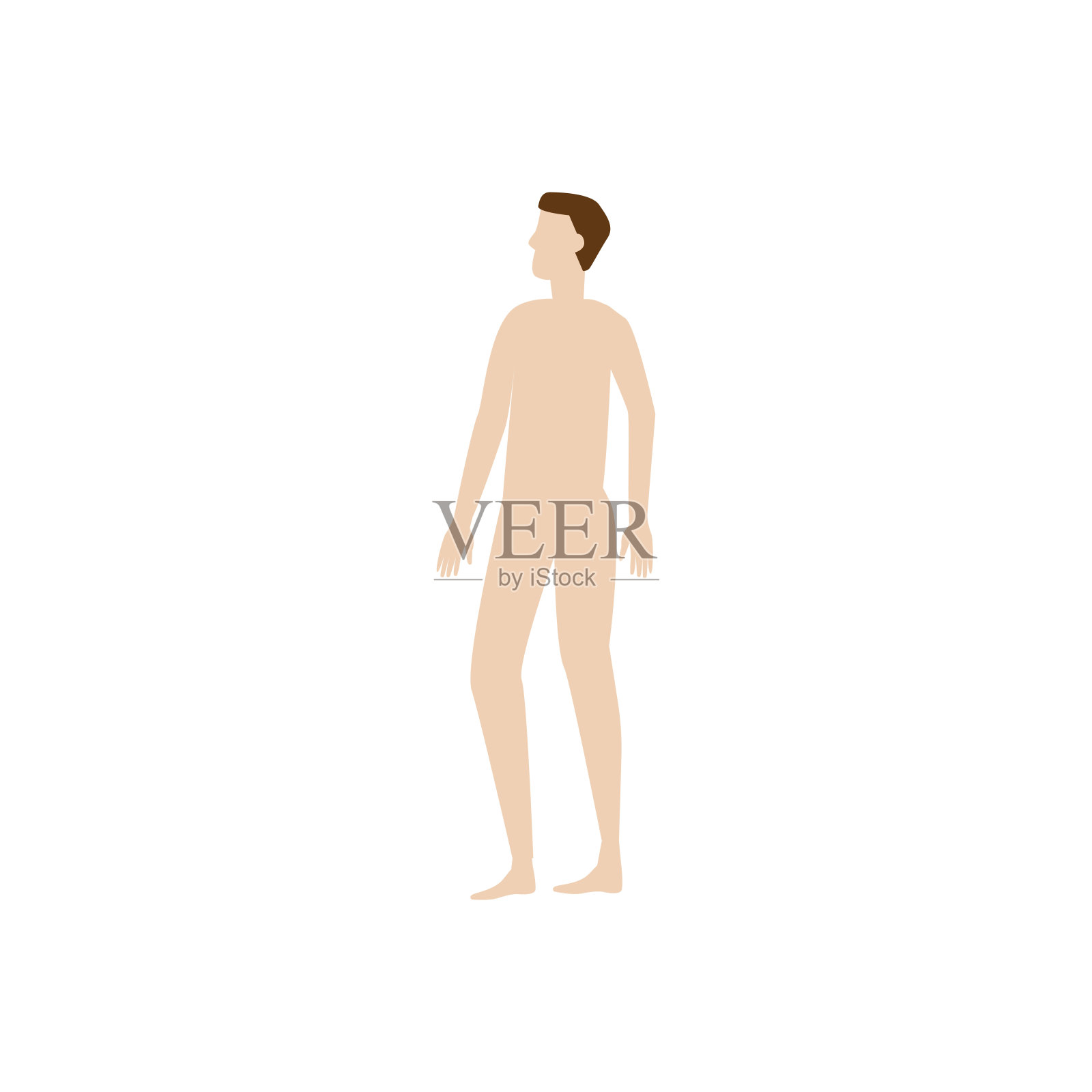 裸体的男人。平面卡通人物孤立在白色背景。eps设计元素图片