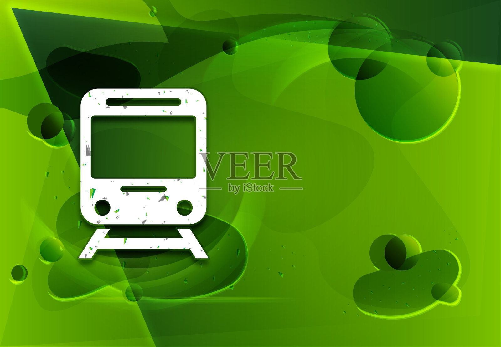 火车图标玻璃时尚抽象绿色背景插图插画图片素材