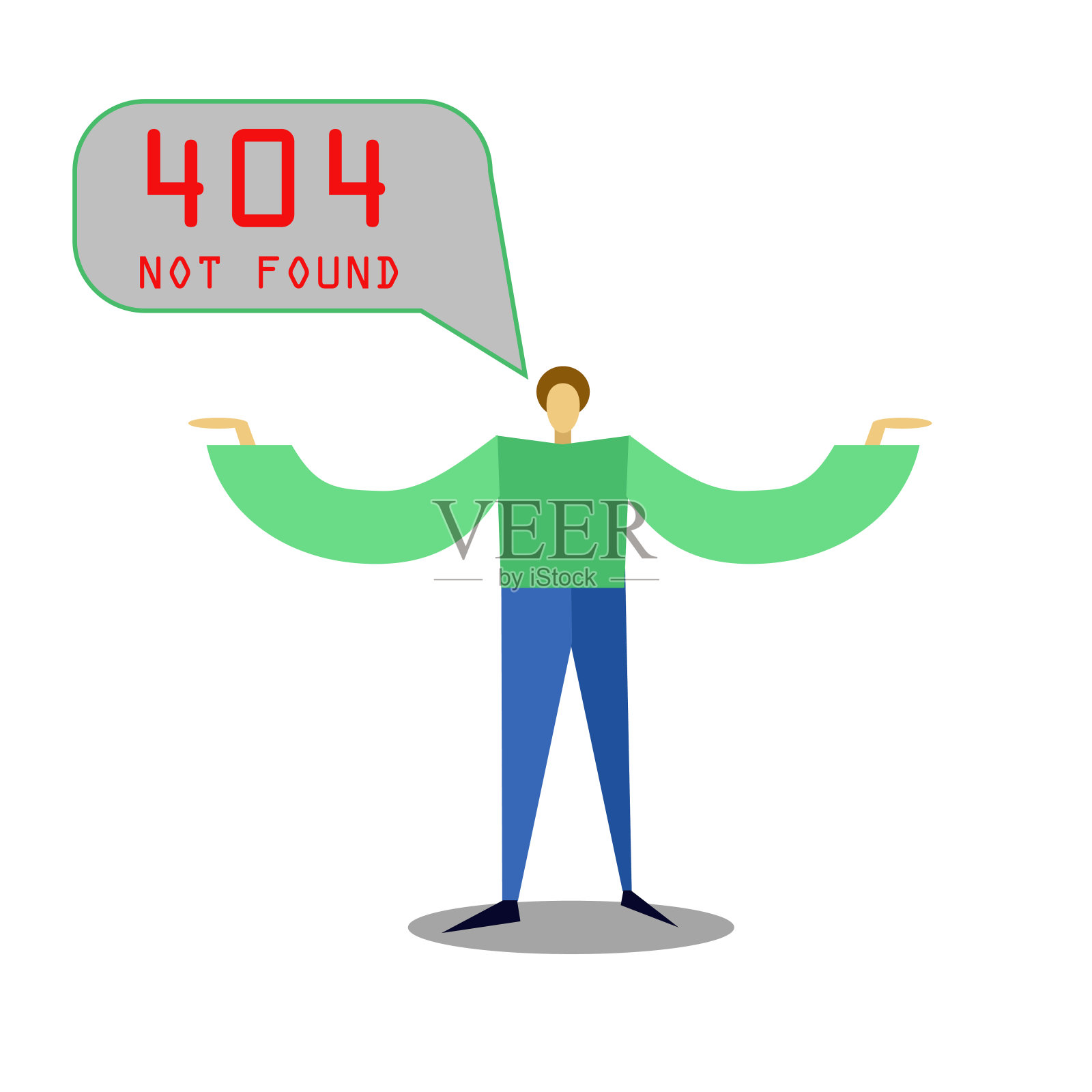 最小创意404错误概念与平平的人举手。插画图片素材