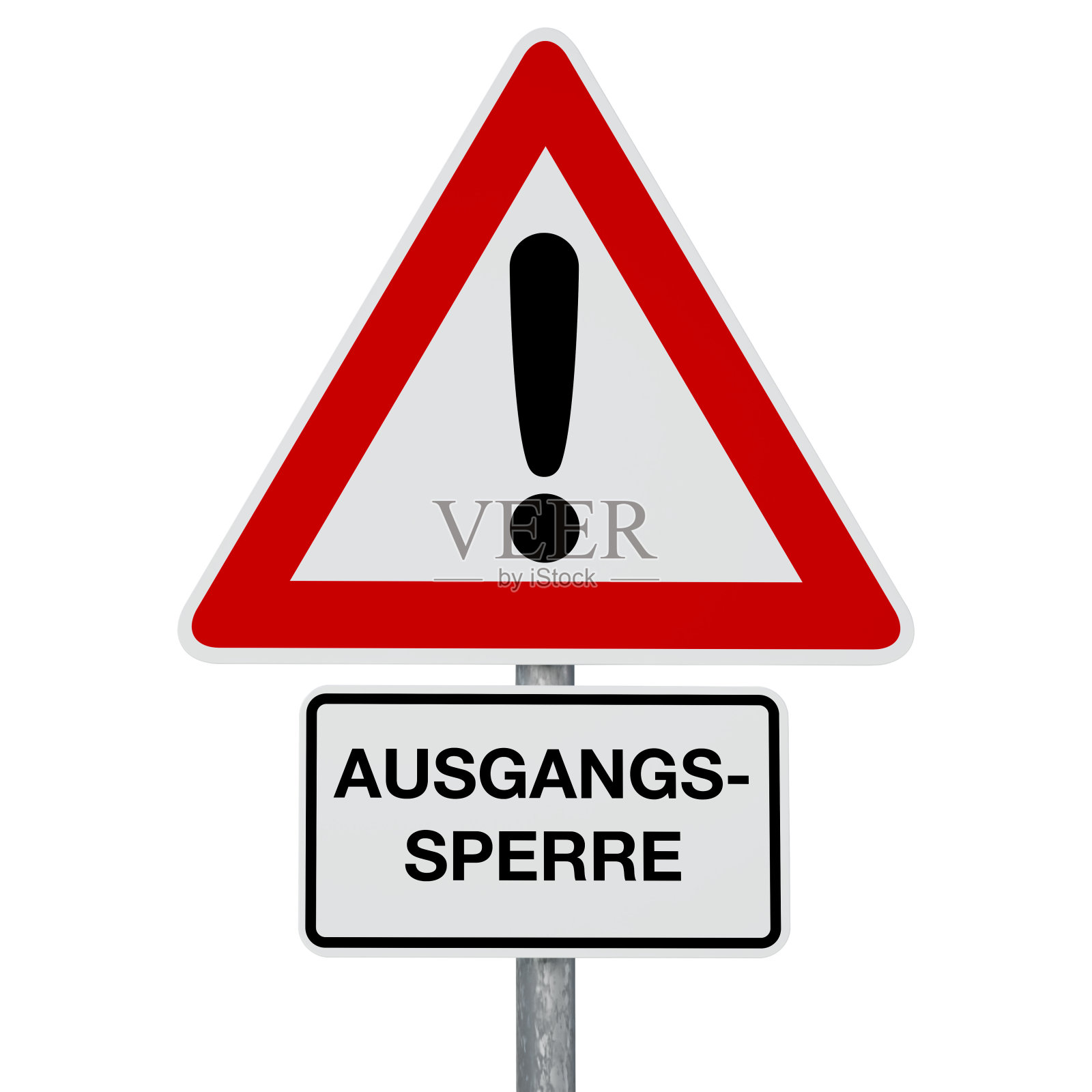 警告冠状病毒- AUSGANGSSPERRE -德语文本-数字生成图像剪辑路径包括在内插画图片素材