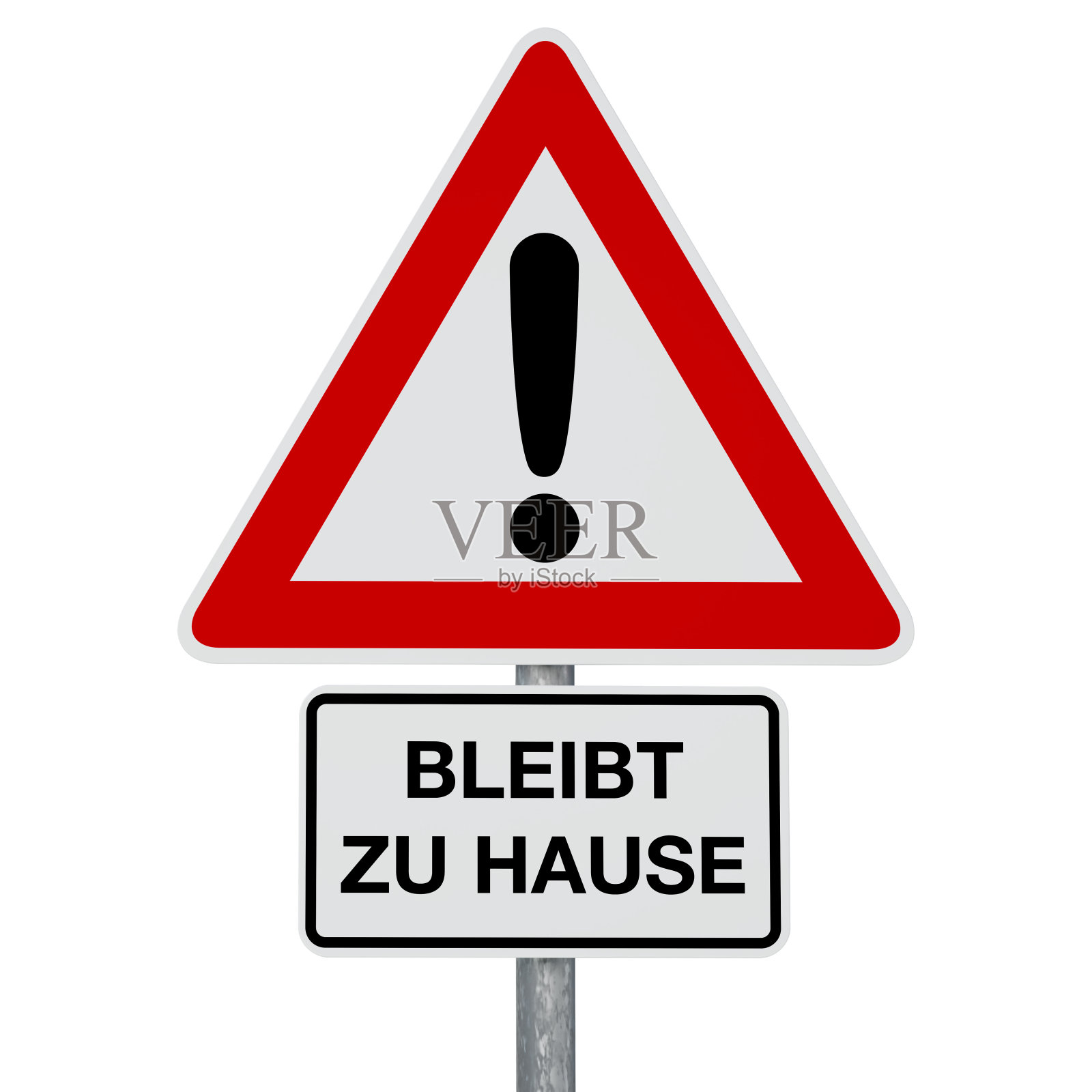 警告冠状病毒- BLEIBT ZU HAUSE -德文文本-数字生成图像剪辑路径包括在内设计元素图片