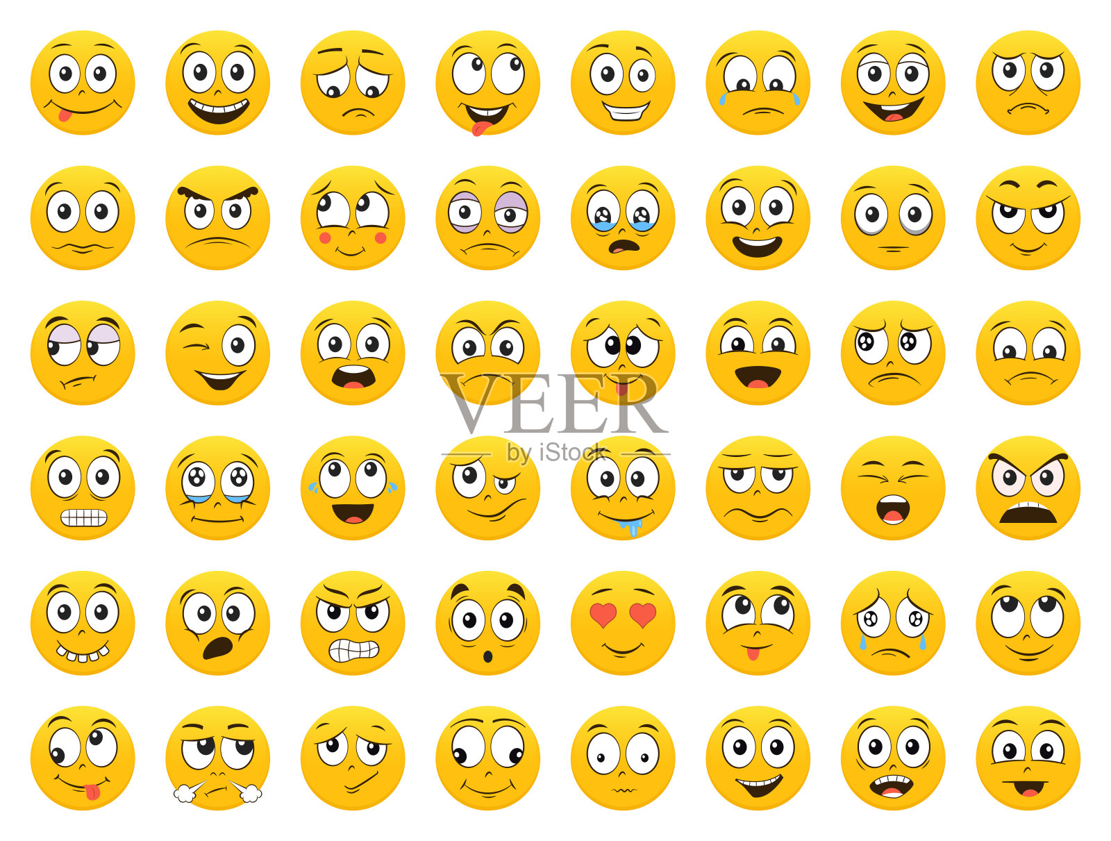 的表情符号。Emoji。微笑的图标。孤立的矢量插图上的白色背景插画图片素材