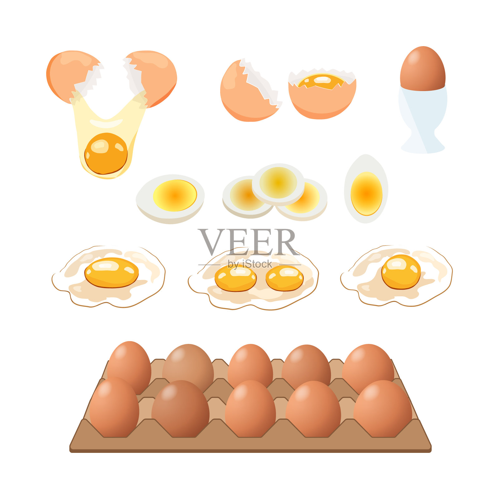 煎蛋。快餐。做午餐、晚餐或早餐。自然的产品。煮熟的煎蛋卷。插画图片素材