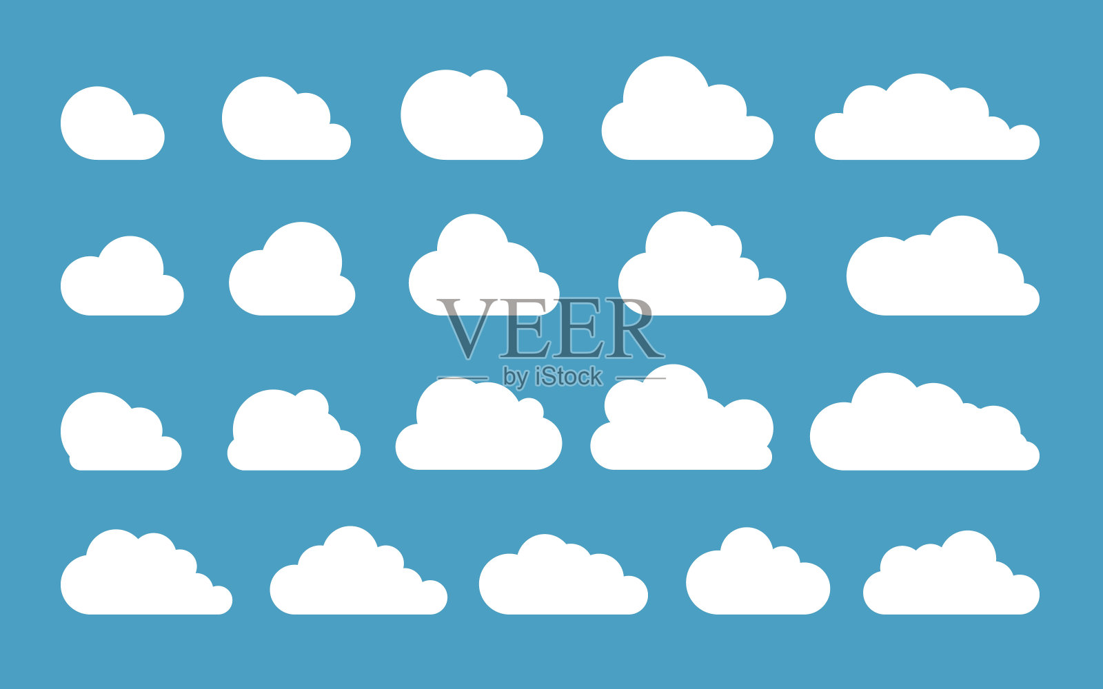 云。抽象的白色云雾集孤立在蓝色背景。矢量图插画图片素材