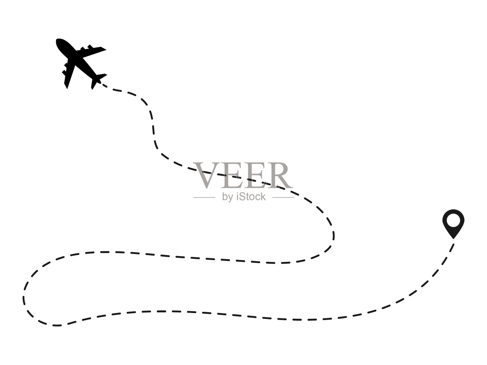 飞机线路径矢量图标设计元素图片
