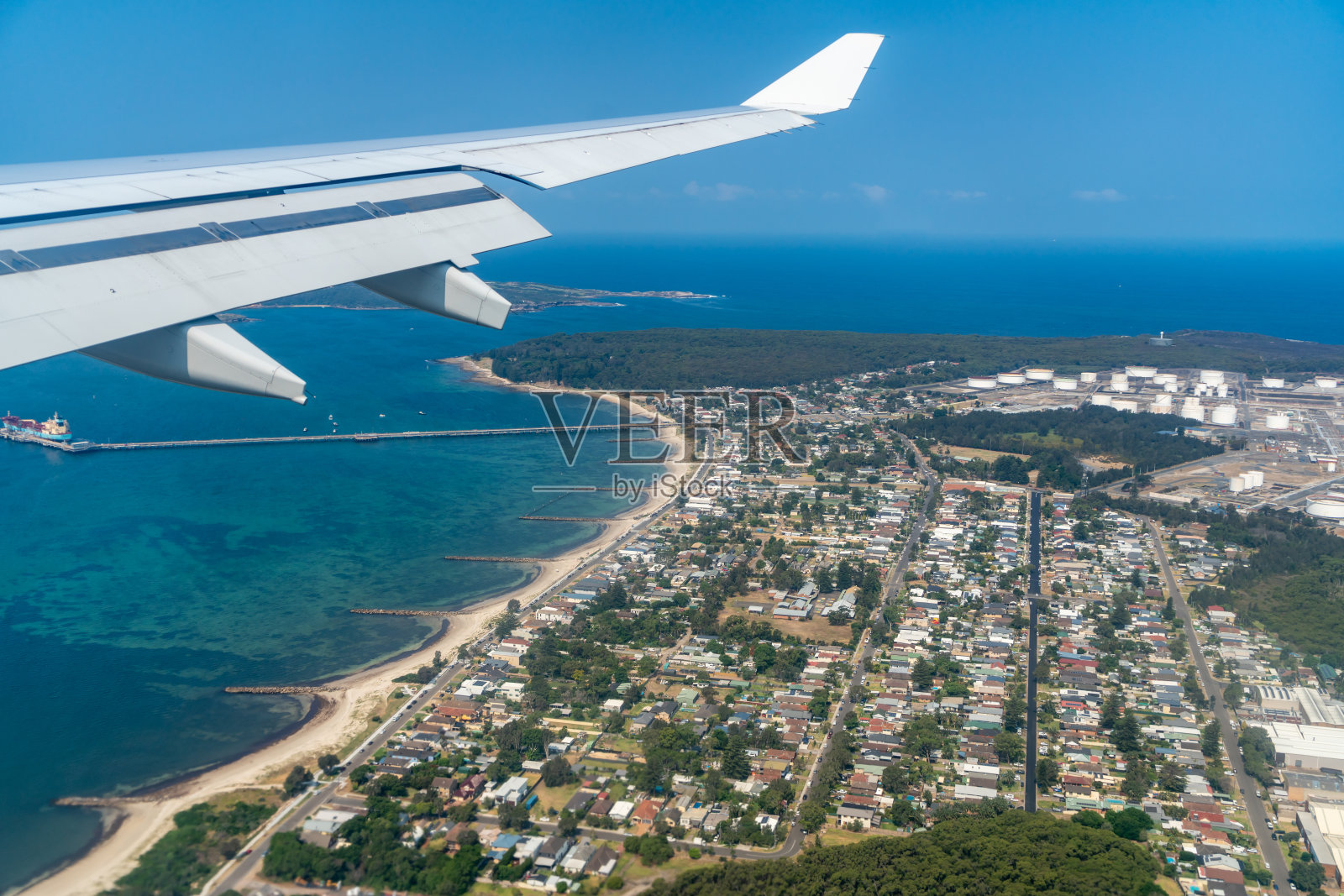 澳大利亚新南威尔士州的喷气式飞机鸟瞰悉尼照片摄影图片