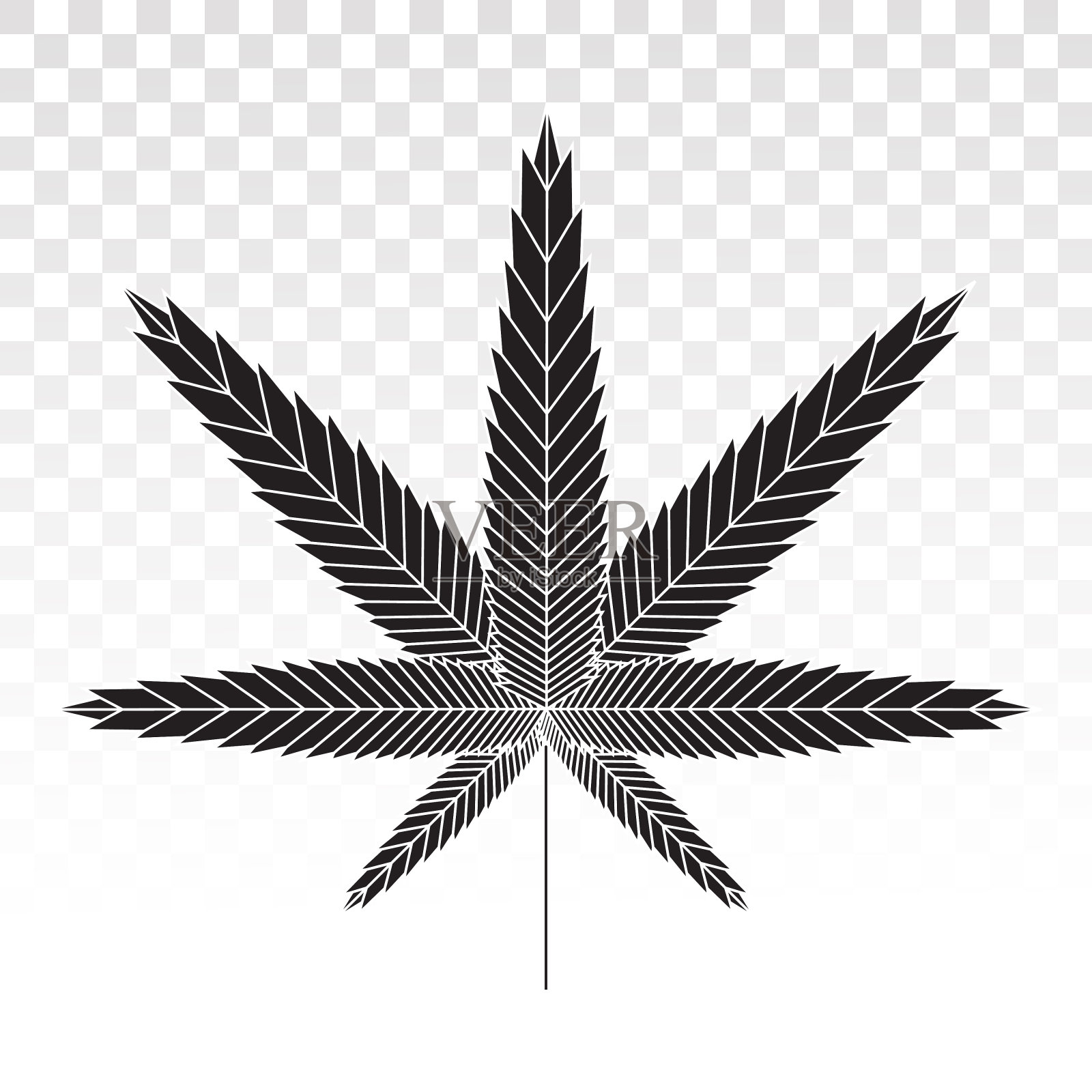 大麻(大麻)大麻叶扁平图标与透明的背景设计元素图片