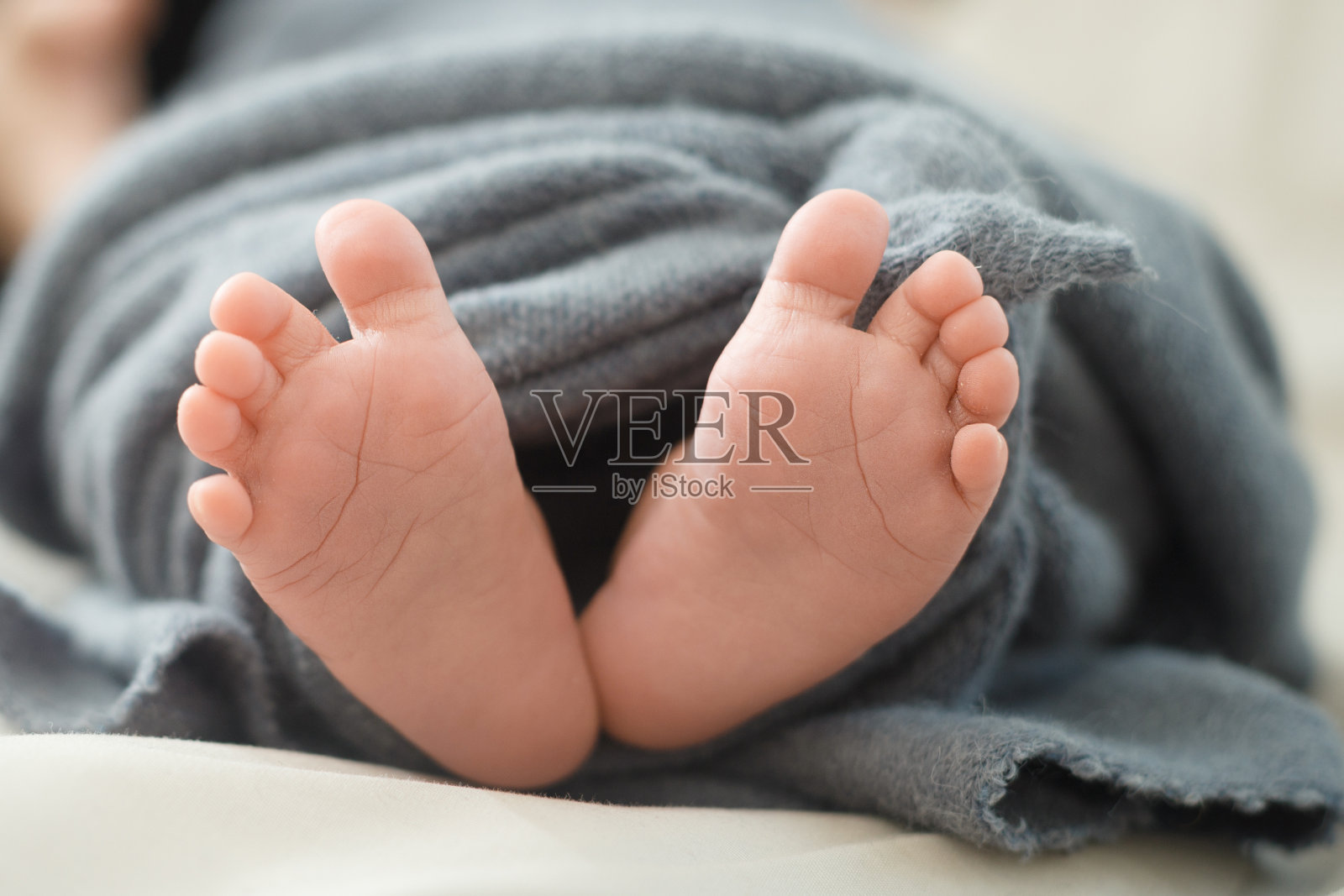 宝宝的脚在毯子里照片摄影图片