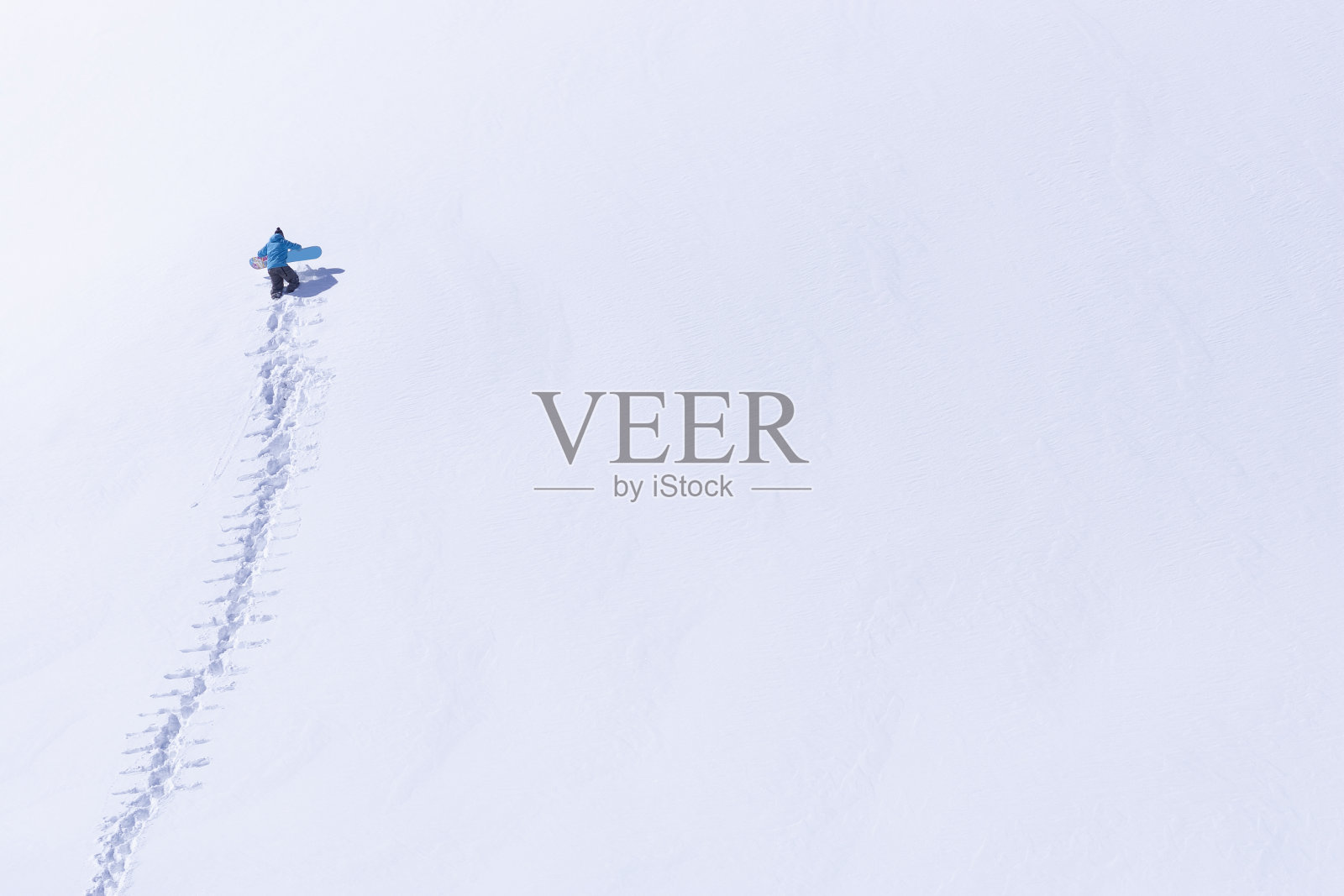 在粉雪中徒步滑雪的女人。照片摄影图片