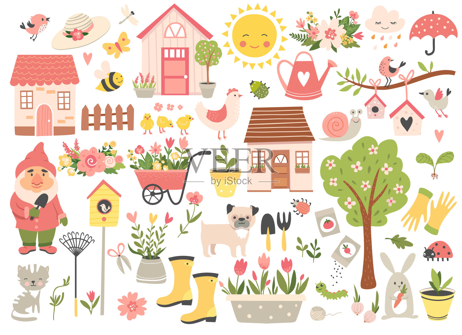 园艺和春季集。插画图片素材