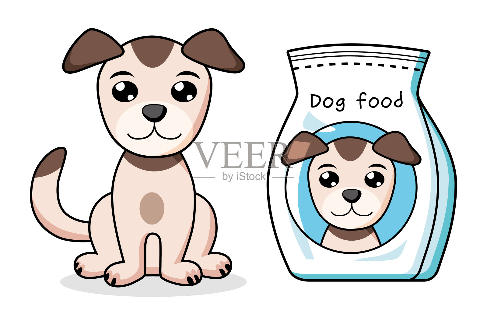 狗和宠物食品袋插画图片素材