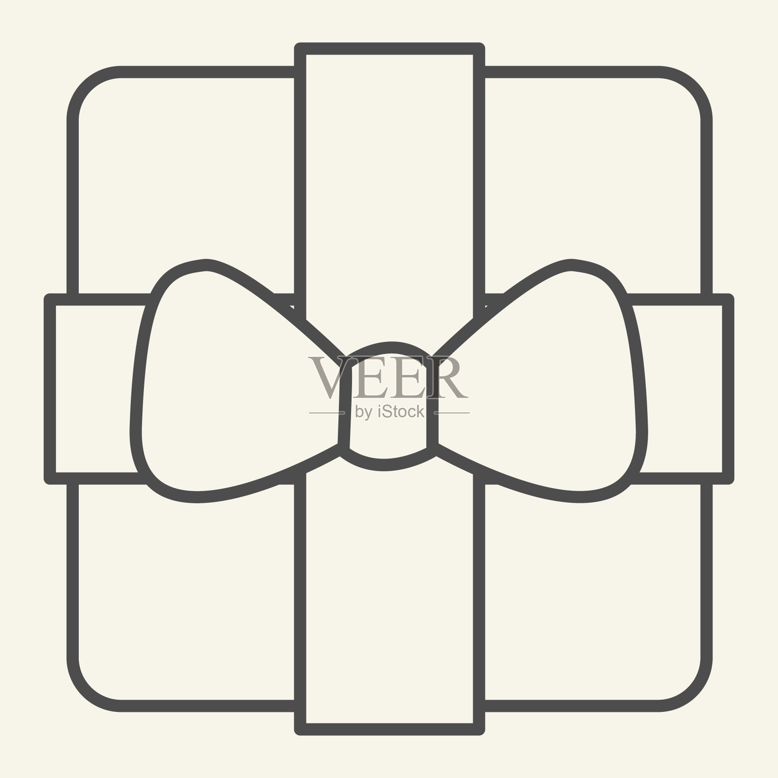 礼物细线图标。圣诞礼物盒与弓轮廓风格的象形文字在白色的背景。新年或圣诞节礼品盒的移动概念和网页设计。矢量图形。图标素材