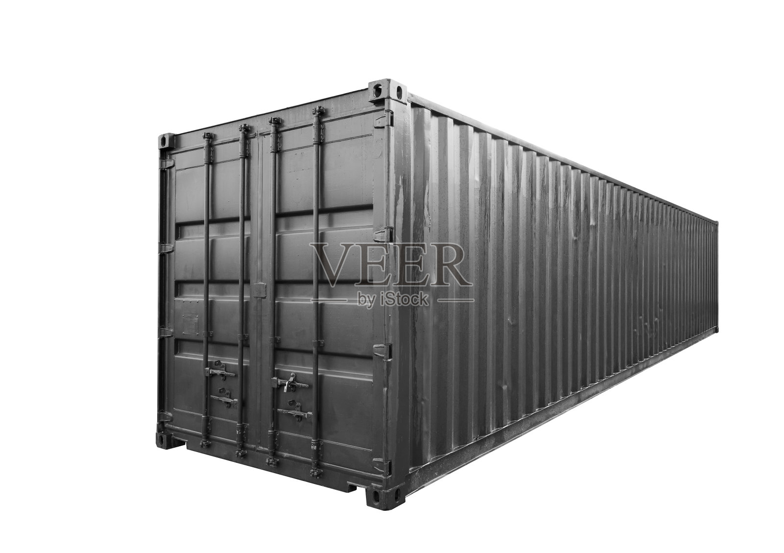 标准货物集装箱，白色隔离照片摄影图片
