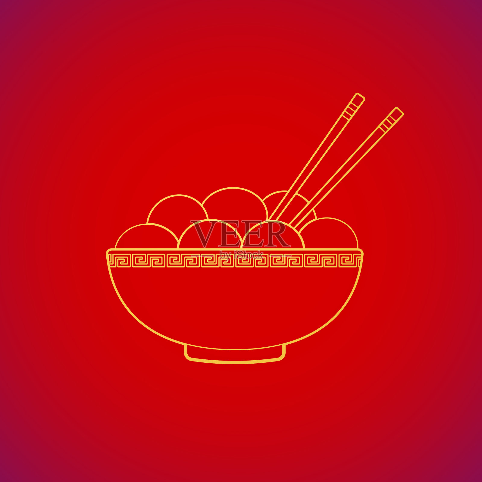 传统的中国汤圆米饭甜点插画图片素材