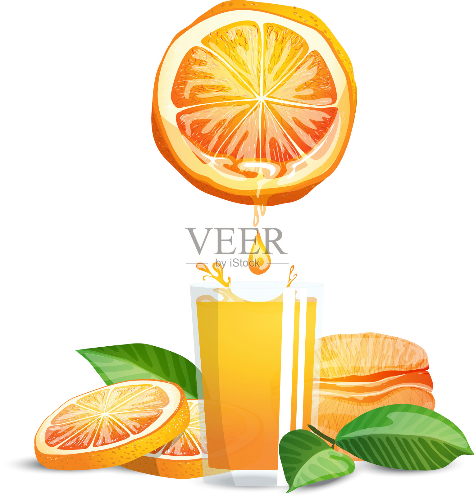 橙子和果汁设计元素图片