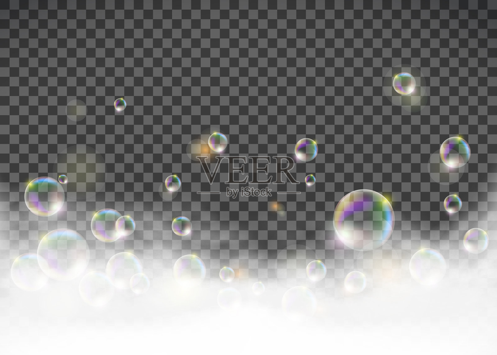 肥皂泡沫与泡沫隔离透明设计元素图片