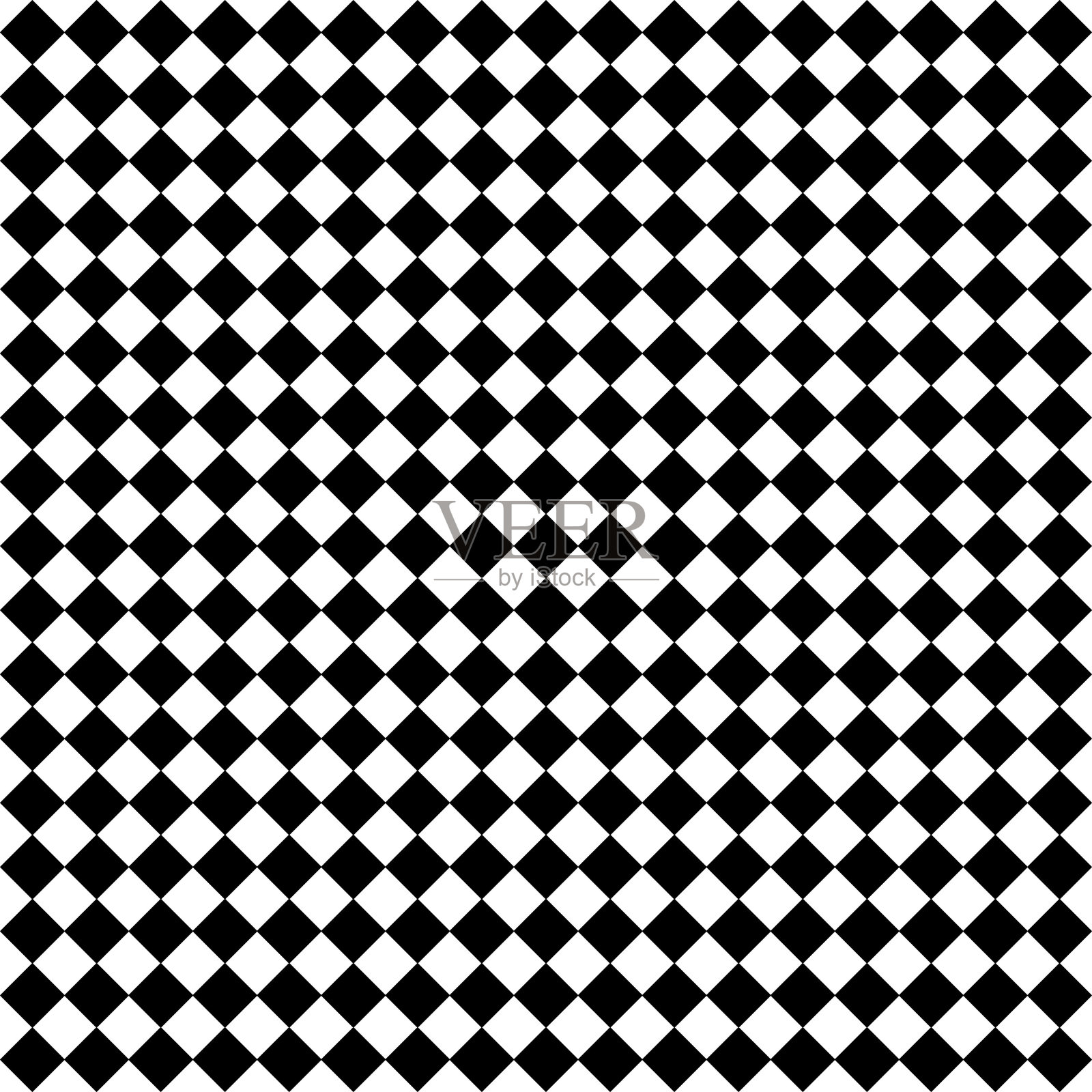 黑白菱形无缝图案。对角线象棋模式。矢量图插画图片素材