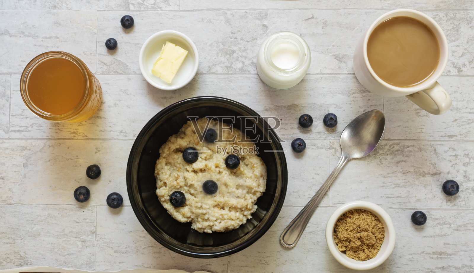 蓝莓燕麦早餐照片摄影图片