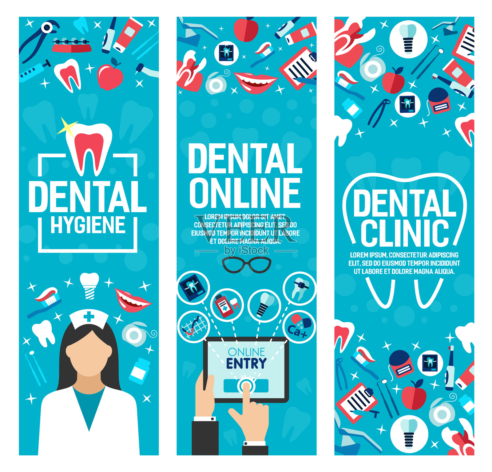 牙科保健诊所的横幅插画图片素材