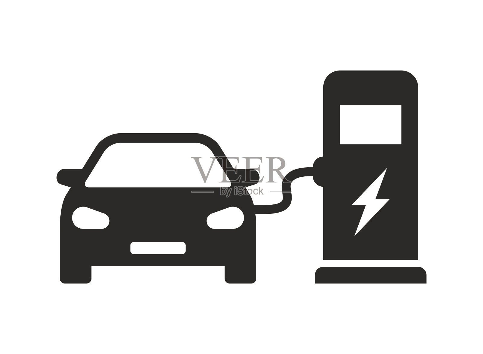 电动汽车充电站图标。插画图片素材